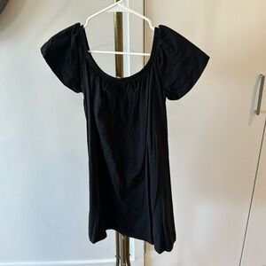 Basic cotton black off the shoulder dress